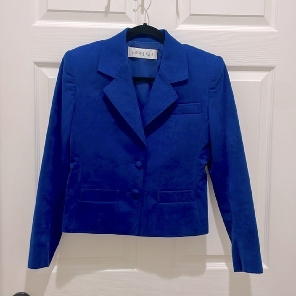 Vintage l.magnin Blue Faux Suede Blazer